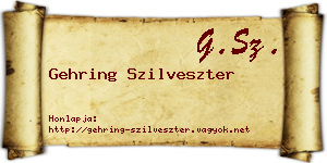 Gehring Szilveszter névjegykártya